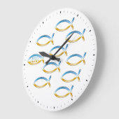 Follow Him - Christian Fish Symbol Große Wanduhr (Winkel)