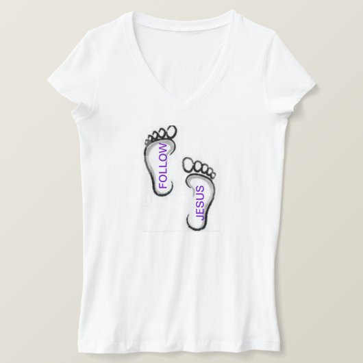 FOLLOW JESUS TEE SHIRT FOOTPRINTS (Design vorne)