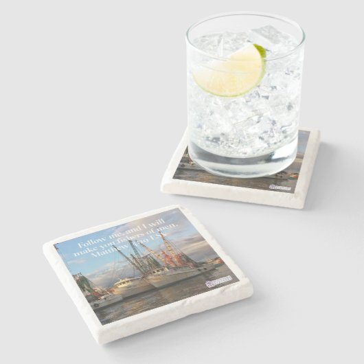 "Follow Me" Inspiration Stone Untersetzer (Seitenansicht)