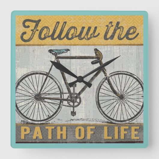Follow The Path of Life Quote Quadratische Wanduhr (Vorderseite)