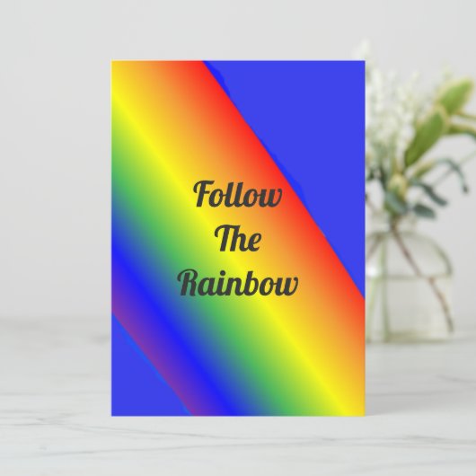 Follow the Rainbow Versatile Einladung (Stehend Vorderseite)