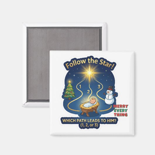 Follow the Star Maze Game Nativity Christmas Magne Magnet (Vorderseite/Rückseite)