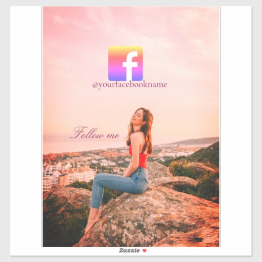 follow us facebook username social media photo  aufkleber (Blatt)