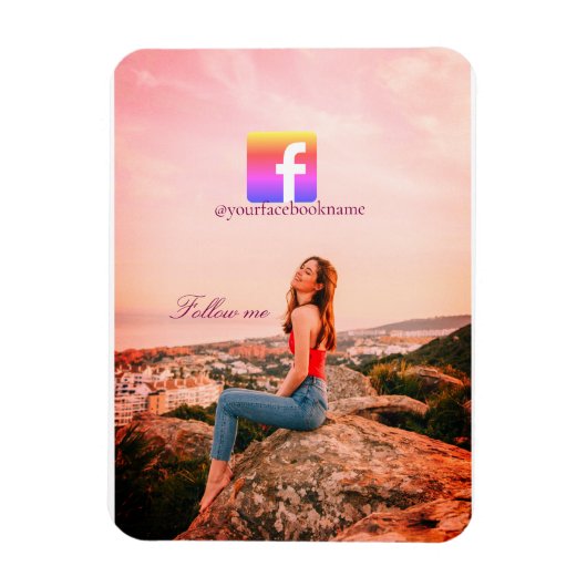 follow us facebook username social media photo magnet (Vertikal)