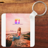 follow us facebook username social media photo  schlüsselanhänger (Rückseite)