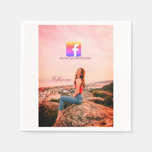 follow us facebook username social media photo  serviette (Vorderseite)