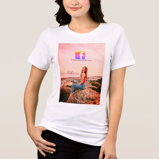 follow us facebook username social media photo  Tri-Blend shirt (Vorderseite)