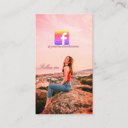 follow us facebook username social media photo  visitenkarte (Vorderseite)