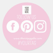 Follow Us Social Media small business Logo Runder Aufkleber (Vorderseite)