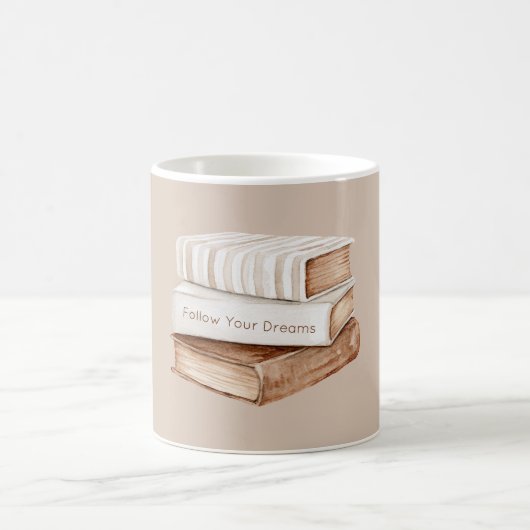 Follow Your Dreams Bücher Kaffeetasse (Mittel)