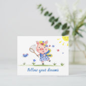 Follow Your Dreams//Funny Piglet Postkarte (Stehend Vorderseite)