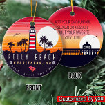 Folly Beach Leuchtturm SC Retro Sunset Souvenirs Keramik Ornament<br><div class="desc">Folly Beach Retro Strand Design für Urlaub. Folly Beach South Carolina Insel Vintage Souvenirs für Reisen nach South Carolina. Folly Beach Artwork für Urlauber und Rucksacktouristen aus South Carolina. Folly Beach Retro Souvenir. Entworfen für Rucksacktouristen und Reisen nach South Carolina , Insel mit Strand Vintagen Souvenirs für Badeurlauber. - Sie...</div>