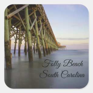 Folly Beach Pier Beauty Quadratischer Aufkleber