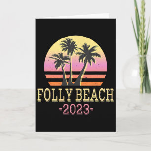 Folly Beach Retro-Strand Familienurlaub Männer Fra Karte
