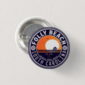 Folly Beach SC Souvenirs Retro Sunset Pier 60er Button (Vorne & Hinten)