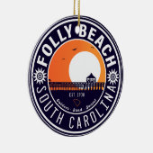 Folly Beach SC Souvenirs Retro Sunset Pier 60er Keramik Ornament (Rechts)