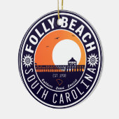Folly Beach SC Souvenirs Retro Sunset Pier 60er Keramik Ornament (Links)
