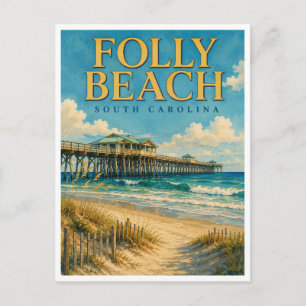 Folly Beach South Carolina Folly Pier GeoSaga Postkarte