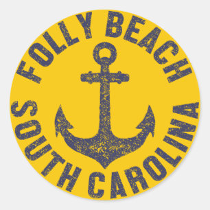 Folly Beach,South Carolina Runder Aufkleber