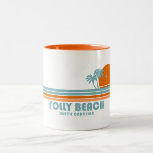 Folly Beach South Carolina Sun Palm Trees Zweifarbige Tasse