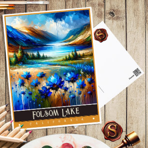 Folsom Lake, Kalifornien Vintage-Gemälde Postkarte