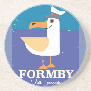 Fomby Lancashire seagull travel poster Getränkeuntersetzer