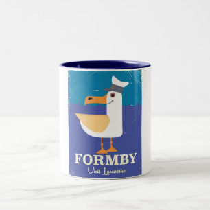Fomby Lancashire seagull travel poster Zweifarbige Tasse