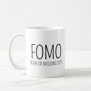 FOMO Angst vor dem Verpassen Kaffeetasse