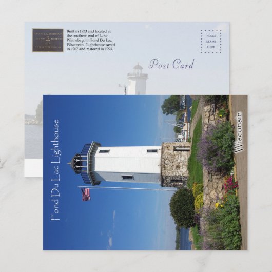 Fond Du Lac Lighthouse Postcard Postkarte (Vorne/Hinten)