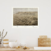 Fond Du Lac, WI Panorama Karte - 1867 Poster (Küche)