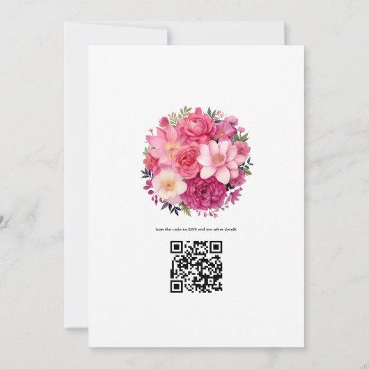 Fondant Pink Floral Wedding Einladung (Rückseite)