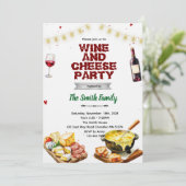 Fondue cheese wine party invitation einladung (Stehend Vorderseite)