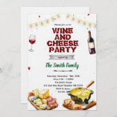Fondue cheese wine party invitation einladung (Vorne/Hinten)