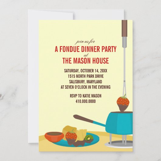 Fondue Dinner Party Einladungen (Vorderseite)
