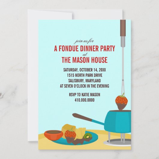 Fondue Dinner Party Einladungen (Vorderseite)