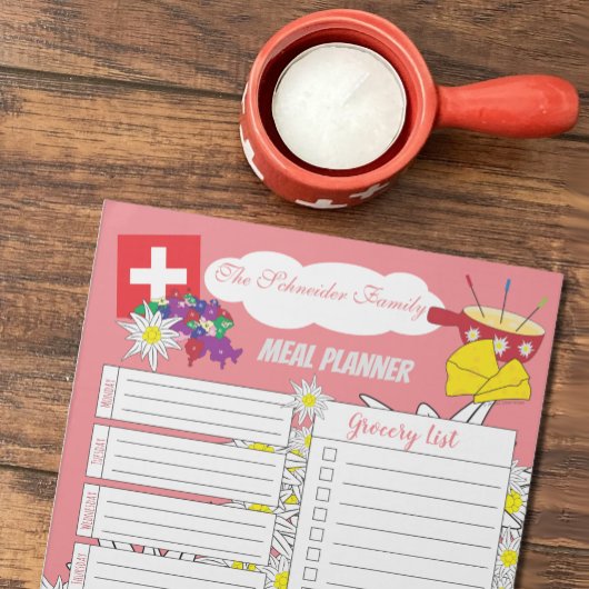Fondue Edelweiss Meal Planner Notepad Notizblock