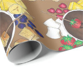 Fondue Fruit Cake Berries Marshmallow Dessert Geschenkpapier (Rolleneckpunkt)