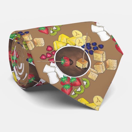 Fondue Fruit Cake Berries Marshmallow Dessert Krawatte (Gerollt)