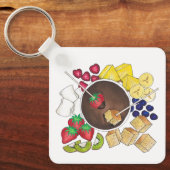 Fondue Fruit Cake Berries Marshmallow Dessert Schlüsselanhänger (Vorderseite)