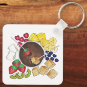 Fondue Fruit Cake Berries Marshmallow Dessert Schlüsselanhänger (Rückseite)