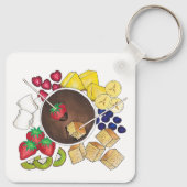 Fondue Fruit Cake Berries Marshmallow Dessert Schlüsselanhänger (Rückseite)