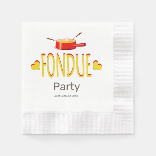 Fondue hearts and pot  - party serviette (Vorderseite)