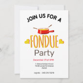 Fondue Herz und Pot Einladung (Vorderseite)