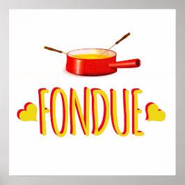 Fondue Herz und Pot Poster