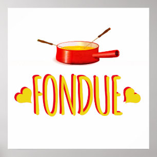 Fondue Herz und Pot Poster