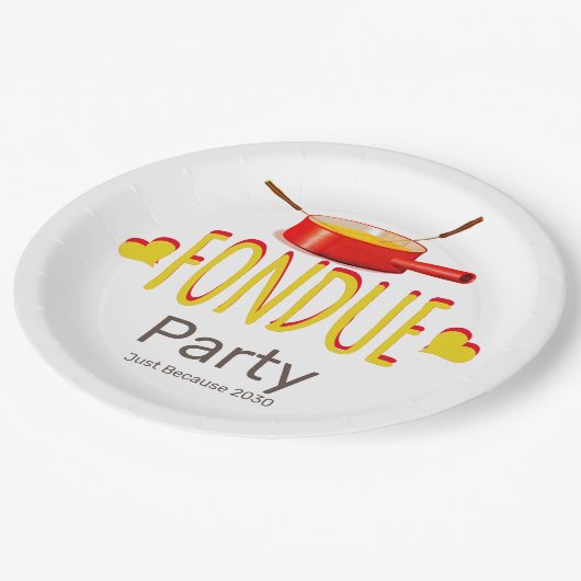 Fondue herzes and pot - Party Pappteller (Schrägansicht)