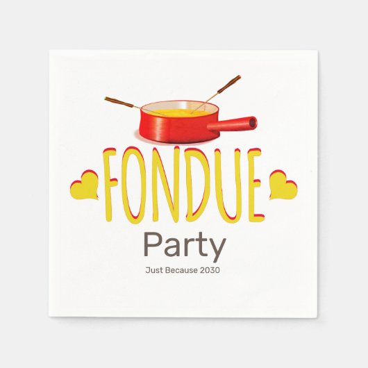 Fondue herzes and pot - Party Serviette (Vorderseite)