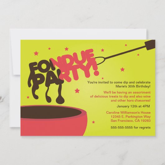Fondue-Party Einladung - Schokolade (Vorderseite)