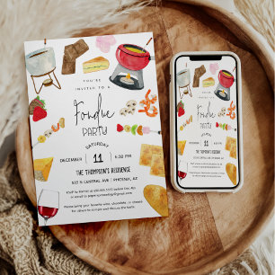 Fondue-Party Wein Käse Abendessen Party Jeder Anla Einladung