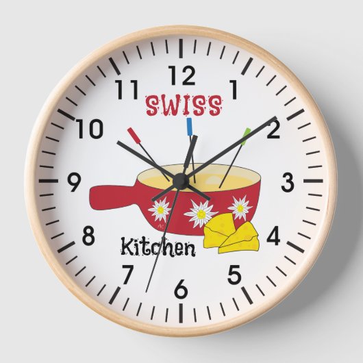 Fondue Pot | Schweizerische Küchenmauer Uhr (Vorderseite)